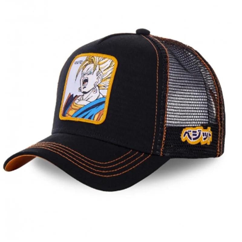 New Dragon Ball Son Goku Cap Summer Travel Peaked Cap Men's Embroidery Hip-Hop Cap Style Sun Visor Adjustable Trucker Mesh Cap