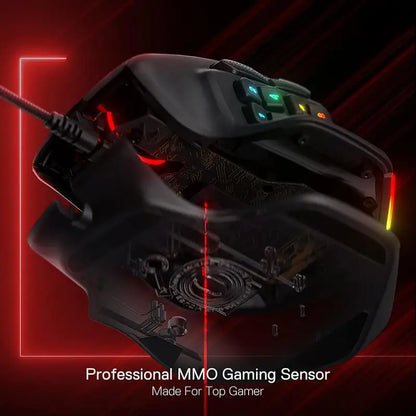 Redragon M811 Aatrox MMO -pelihiiri, 15 ohjelmoitavaa painiketta, langallinen RGB-pelihiiri ergonomisella luonnollisella otteella