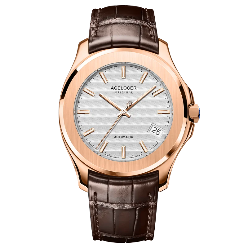 Reloj AGELOCER Original Baikal para hombre, con calendario grande, de estilo formal y de negocios, mecánico automático. Regalo de cumpleaños para hombre.