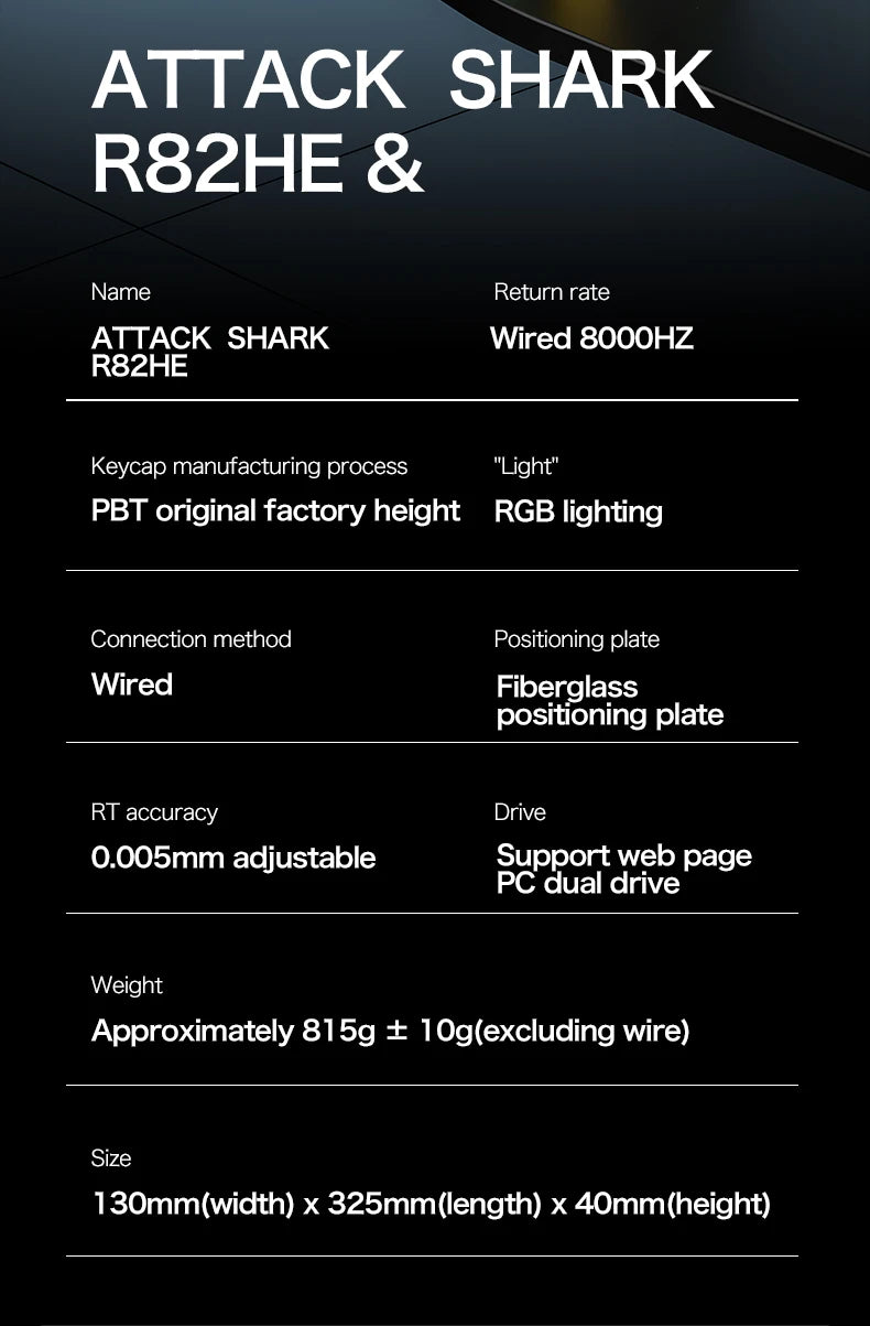 ATTACK SHARK R82 HE 75% Magnetic Keyboard 8000Hz Rapid Trigger 0.005mm RT 0.08ms Latency RGB Wired Gaming Keyboard