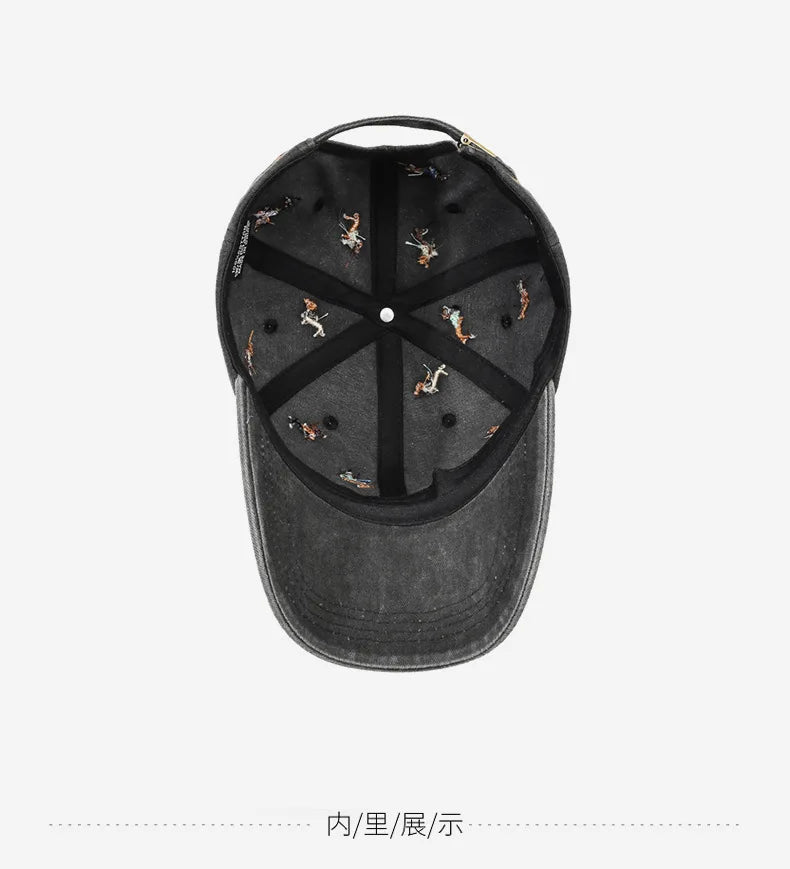 New puppy retro spring and autumn fashion washed Auteng soft top baseball cap, street worn new duckbill hat with embroidery