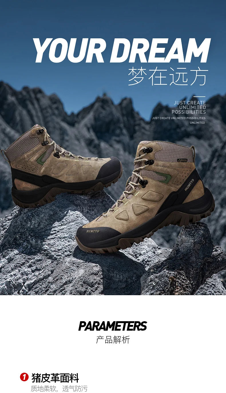 HUMTTO planinarske cipele, muške vodootporne lovačke čizme, taktičke pustinjske borbene gležnjače za trekking, tople kožne tenisice za muškarce i žene