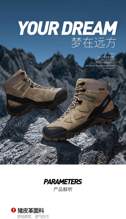HUMTTO planinarske cipele, muške vodootporne lovačke čizme, taktičke pustinjske borbene gležnjače za trekking, tople kožne tenisice za muškarce i žene