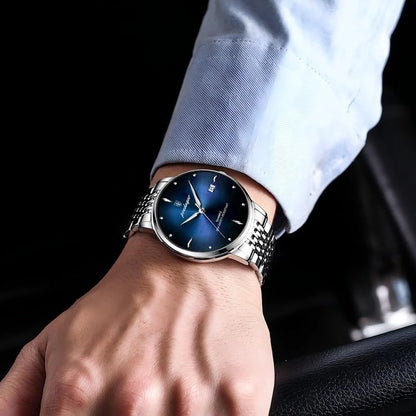 Reloj de hombre POEDAGAR Business de cuarzo, acero inoxidable, resistente al agua, fecha luminosa, reloj de pulsera de lujo informal para hombre