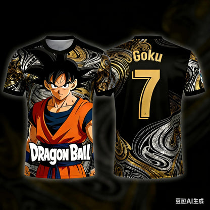 Summer Dragon Ball Retro Fitness T-shirt til mænd, oversized, 3D-trykt, kortærmet, familie, unisex, børnesports-T-shirt, Y2k