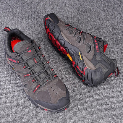 HIKEUP Hiking Shoes Men's Winter Climbing Trekking Sneakers for Men Leather Breathable Outdoor Anti-Skid Sports Work Shoes