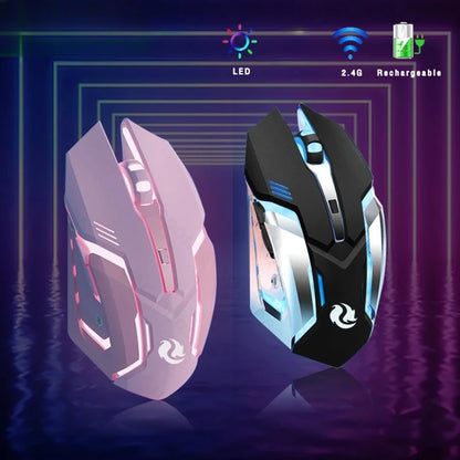 Gaming Mouse Rechargeable 2.4G Wireless Bluetooth Mouse Mute Ergonomic Mouse for Computer Laptop LED Backlit Mice
