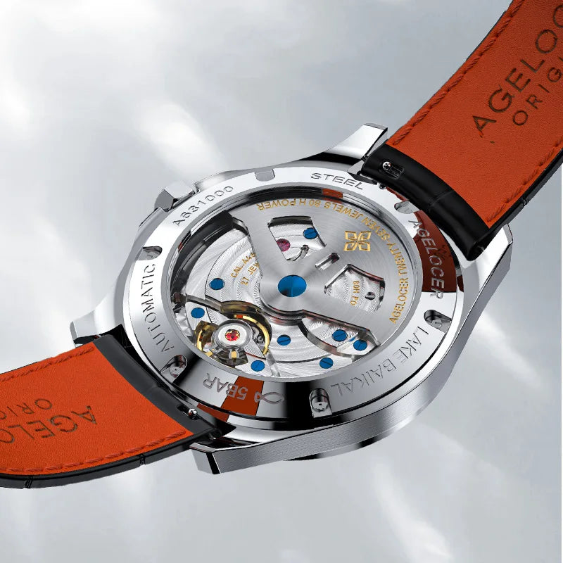 Reloj AGELOCER Original Baikal para hombre, con calendario grande, de estilo formal y de negocios, mecánico automático. Regalo de cumpleaños para hombre.