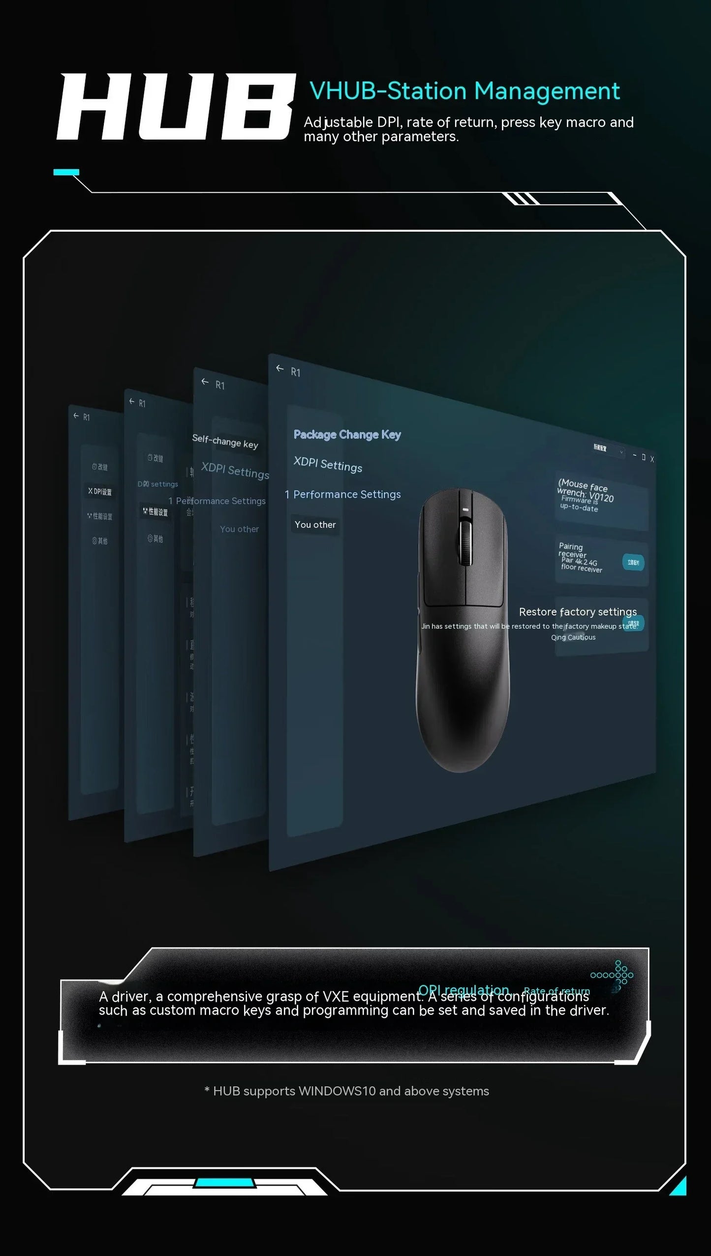 Mouse wireless VXE Dragonfly R1 Pro cu senzor Paw3395, Nordic 52840, 2khz, Smart Speed X, latență redusă, pentru birou, gamer și PC gaming