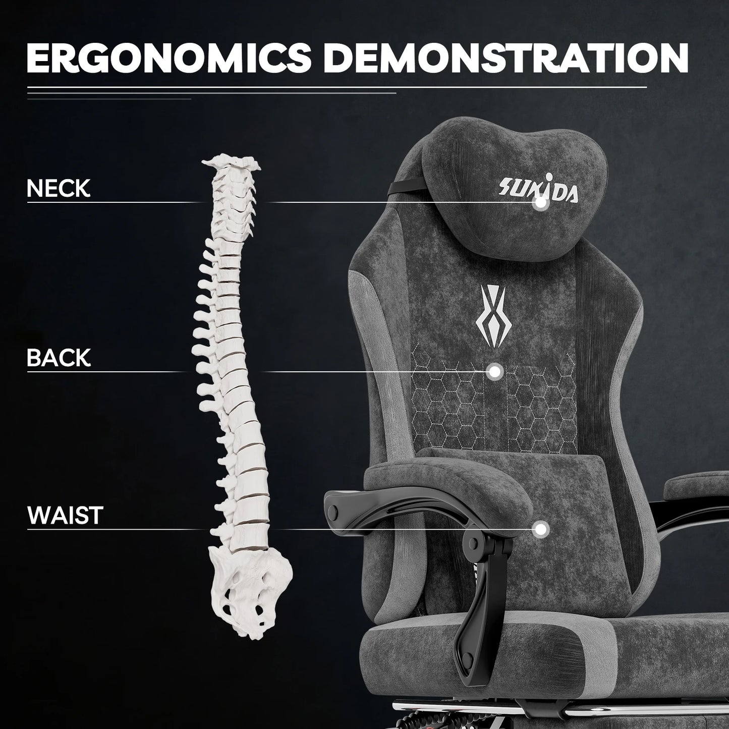 SUKIDA Gaming Chair Breathable Office Chair Office Chair Ergonomic High Quality Fabric Ergonomic PC Chair