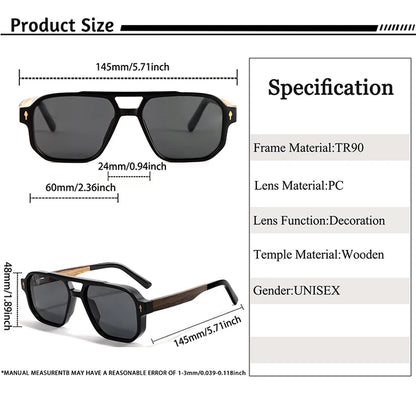 CATERSIDE Fashion Men Polarized Sunglasses Retro Luxury Brand Design Solid Wood Temple Sun Glasses Women Driving Party Glasses