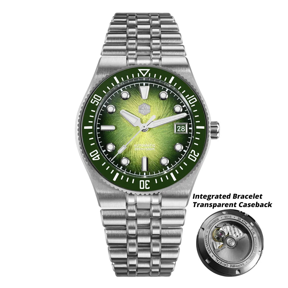 San Martin 40mm Men's Luxury Diver Watch Miyota 9015 Enamel Sunburst Dial Automatic Mechanical Wristwatch Waterproof 200m SN0148