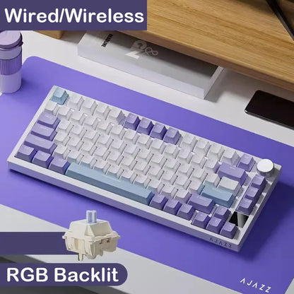 AJAZZ AK820 Mechanical Keyboard 70% Compact Wireless Keyboard, Tri-Mode Bluetooth RGB Hot-Swappable Mechanical Keyboard for PC, Mac & Laptop