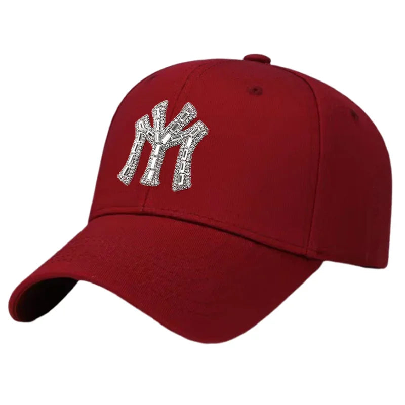MY Rhinestone-kasket til kvinder – forår og efterår – streetwear, casual, udendørs, Duck Tongue-kasket, mode, alsidig baseballkasket, solskærm