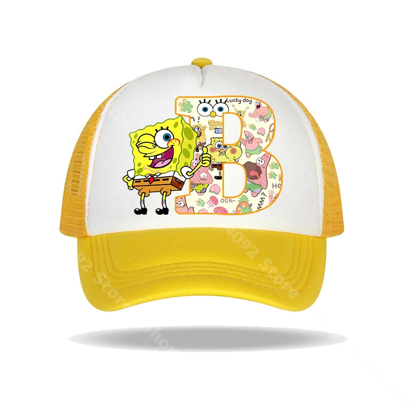 Καπέλο μπέιζμπολ SpongeBob SquarePants για παιδιά και ενήλικες με τυπωμένα γράμματα, καπέλα ηλίου, anime, καρτούν, ρυθμιζόμενα καπέλα με γείσο, καλοκαιρινό καπέλο για καθημερινή χρήση, νέο