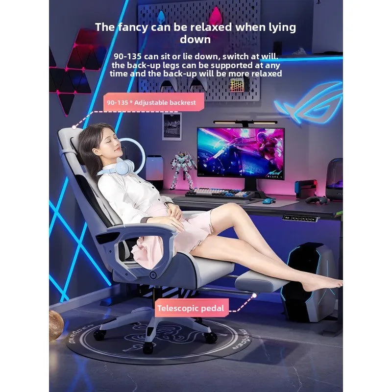 Male E-sports Chair is Comfortable for Prolonged Sitting, Computer Chair Can be Reclined for Leisure, Backrest