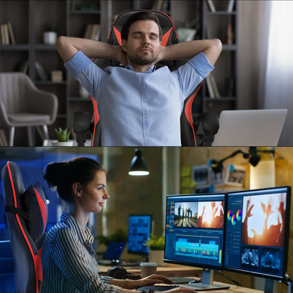 Ergonomic Gaming Chair Racing Chef Armchair Height Adjustable Office Chair Computer Chair with Armrests Headrests Up to 150KG