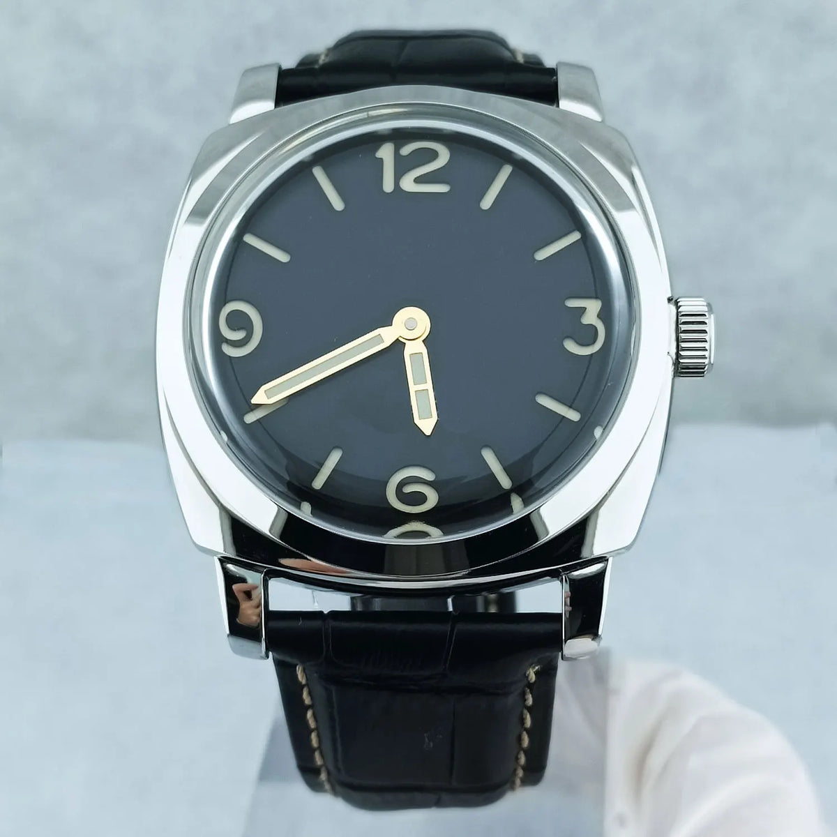 Zegarek męski 46 mm z ręcznym naciągiem, mechanizm Seagull ST3600, szkło szafirowe, wodoodporny, stal nierdzewna 316L, zegarek na zamówienie