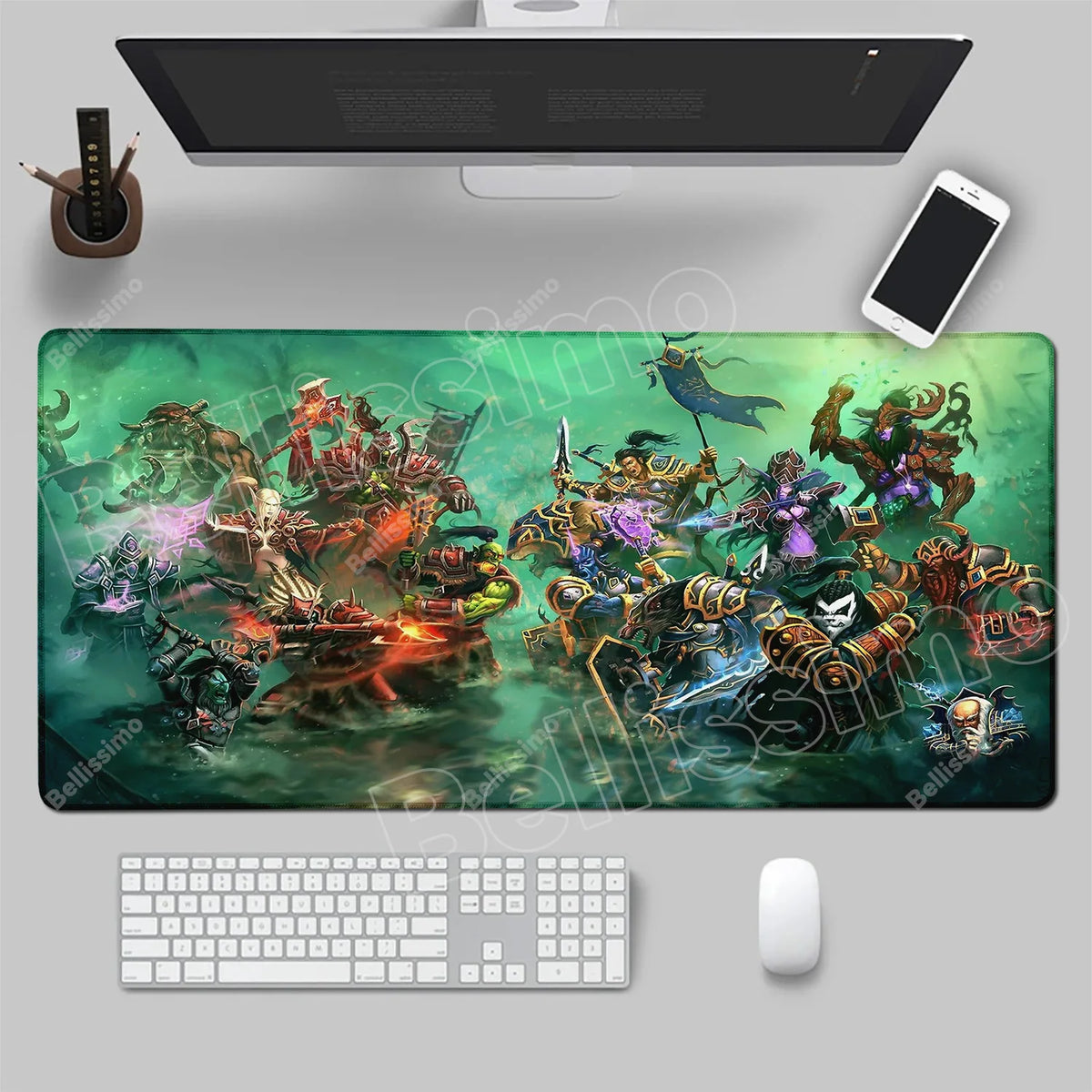 World Of Warcraft 90x40 stor spelmusmatta för spelbord, spelunderlägg för CS:GO, naturgummimatta, Grande Gamer XXL, datormusmatta