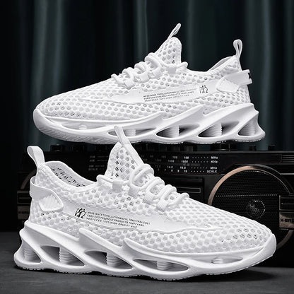 Sommer-sneakers til mænd i mesh, åndbare løbe- og tennissko til udendørs sport, Tenis Masculino, hvide casual vandresko, størrelse
