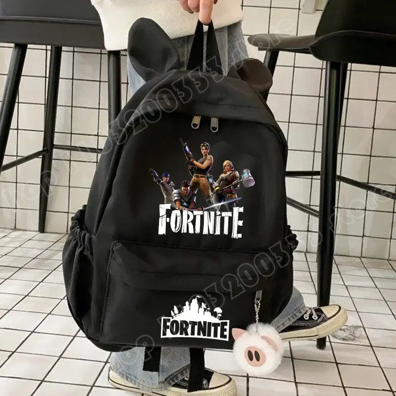 Nauja „Fortnite“ animacinio stiliaus kuprinė berniukams ir mergaitėms, kasdienė mokyklinė kuprinė, didelės talpos mokinio krepšys su triušio ausimis, kelioninė kuprinė, kanceliarinių prekių dovana