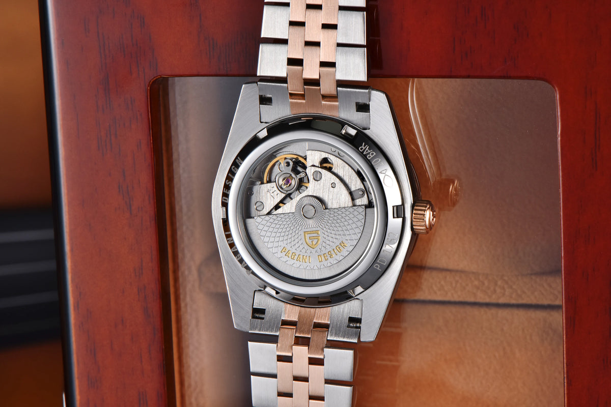 PAGANI DESIGN Luxe herenhorloge met saffierglas, lichtgevende wijzers, roestvrij staal, week- en datumweergave, mechanisch, waterdicht, ST16 herenhorloge