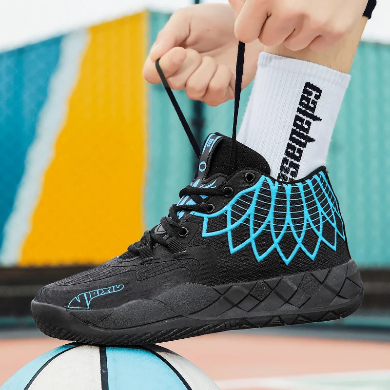The youth actual combat basketball shoe movement outdoor comfortable cushioning wear-resisting fashion breathable high quality