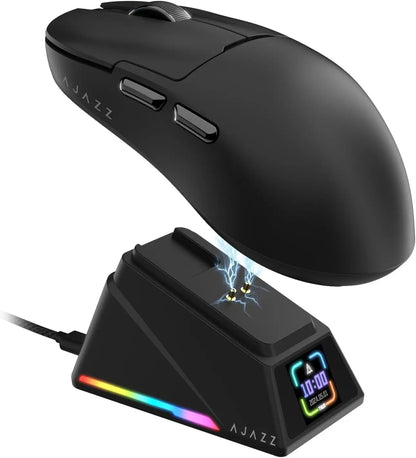 Ajazz AJ159 PRO/APEX Gaming Mouse 8000Hz Wireless Bluetooth Gaming Mouse with PAW3950 Sensor, 42K DPI, Magnetic Charging Dock & Color Display