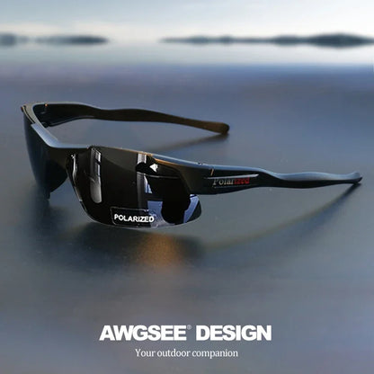 Men's Semi-Rim Polarized Sports Glasses - Matte Durable Frame & HD Coated Lenses for Golf/Fishing/Travel/Daily Use
