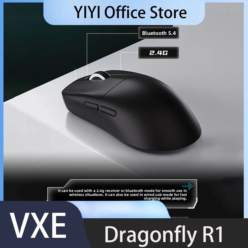 VXE Dragonfly R1 Wireless Lightweight Ergonomic Mouse PAW3395 Sensor Three-mode Gaming Mouse Low Latency PC Player Office Gift