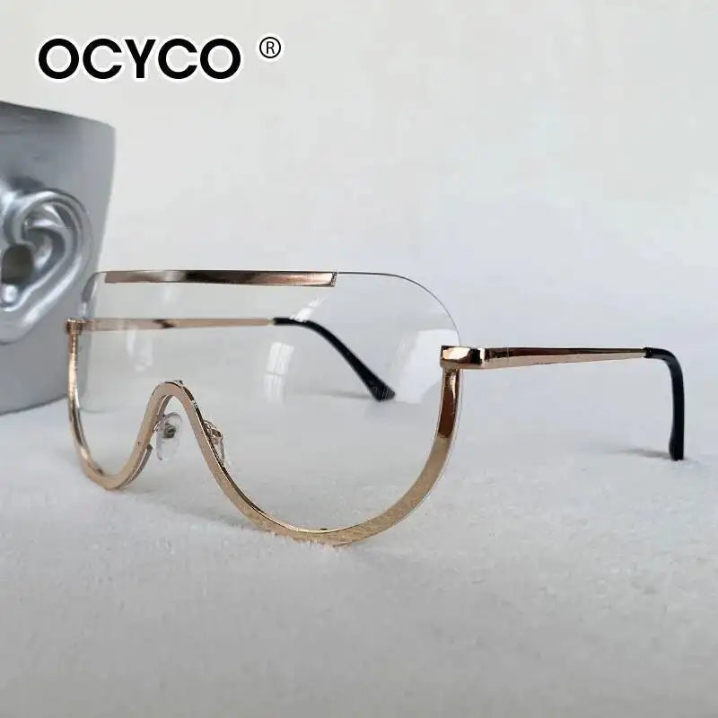 2026 Oversized Metal Rimless Integrated Windproof Sunglasses For Women Trends Y2k Luxury Brand Design Sun Glasses Unisex UV400