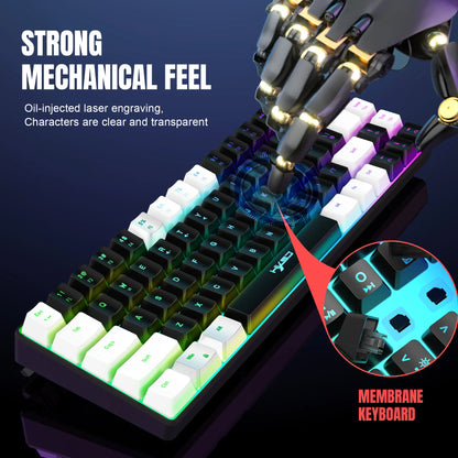 68 Keys Gaming Keyboard USB Wired RGB Gaming Keyboard with 20 Backlight Modes, Compact Mini Gaming Keyboard for Windows PC Laptop Desktop