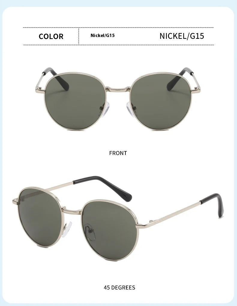 2025 New Straight Metal Sunglasses Boys And Girls, Small Oval Children's Glasses For Babies
