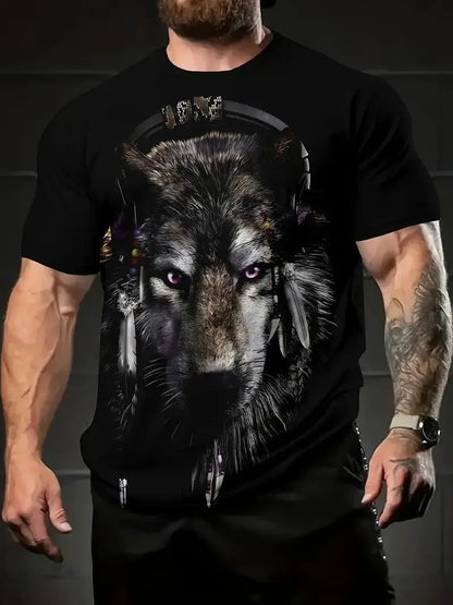 Letní trička s potiskem vlka a zvířat v 3D pro muže a ženy, hip-hopová trička s krátkým rukávem, ležérní oversized trička ve stylu Harajuku a Y2K, pánské oblečení
