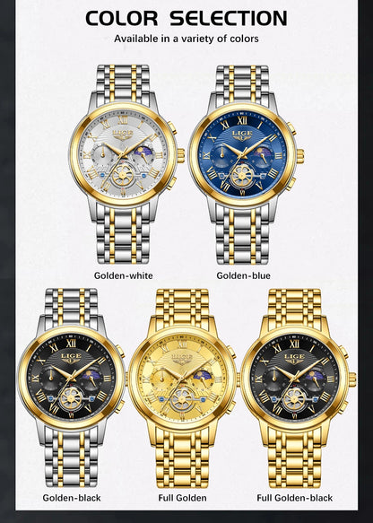 2024 LIGE Top Luxury Women Watch Creative Steel Women's Bracelet Wrist Watches Ladies Fashion Waterproof Female Relogio Feminino