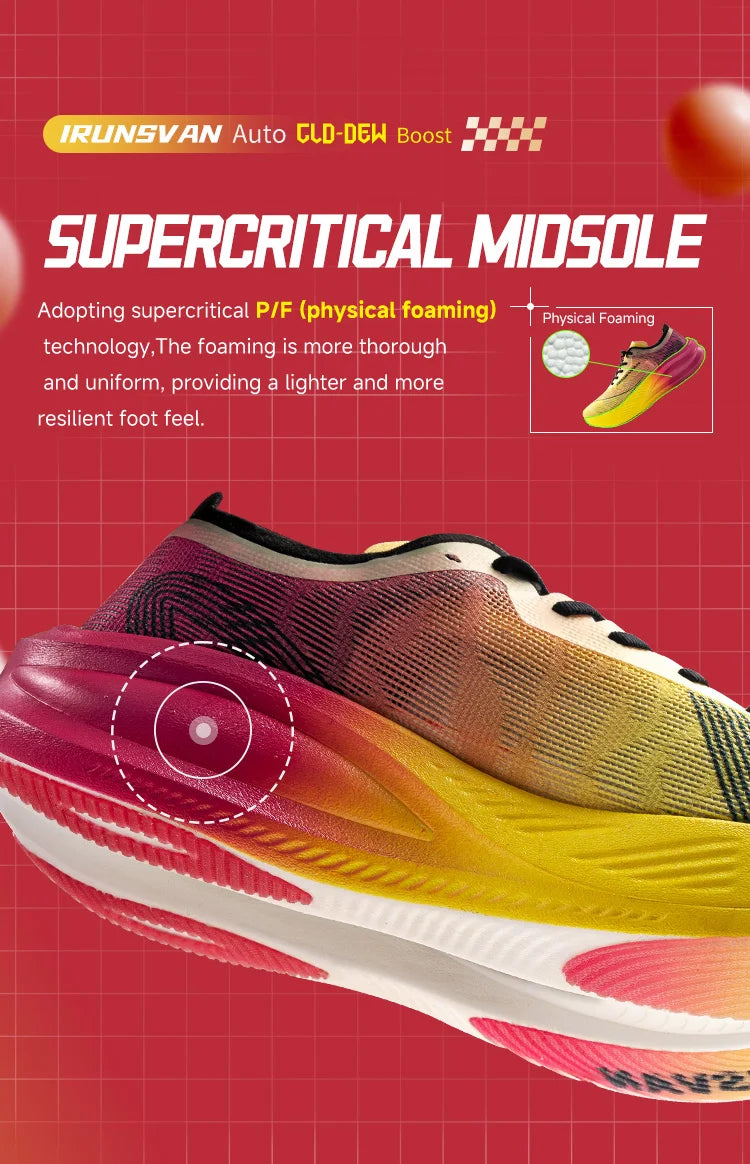 IRUNSVAN Nylon Carbon Plate Professional Marathon Running Shoes for Man Lightweight Cushioning Training Outdoor Sneakers Women