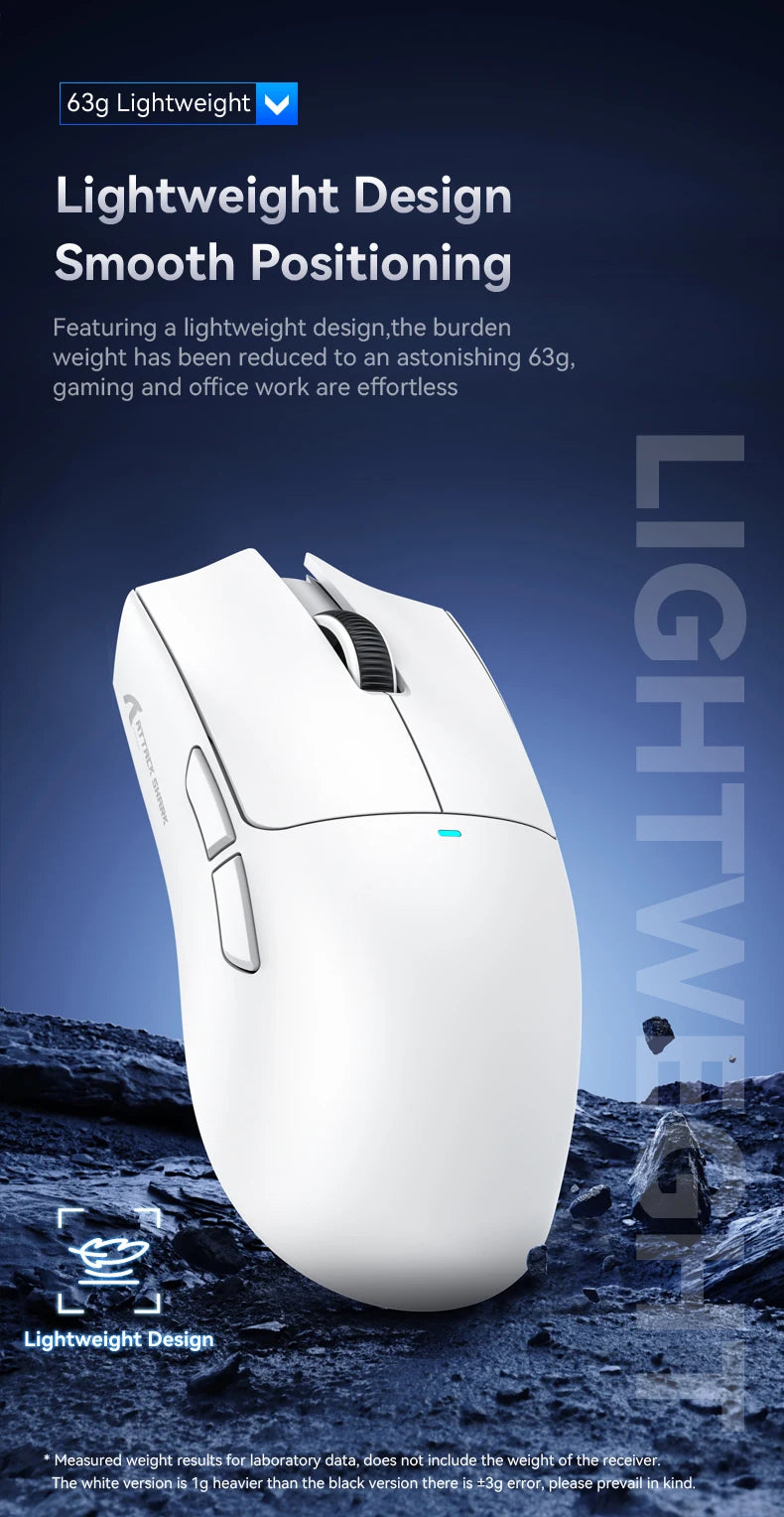 ATTACK SHARK X11 lätt trådlös gamingmus med RGB-bakgrundsbelyst laddning, upp till 22K DPI, optisk PAW3311-sensor, HUYU-brytare
