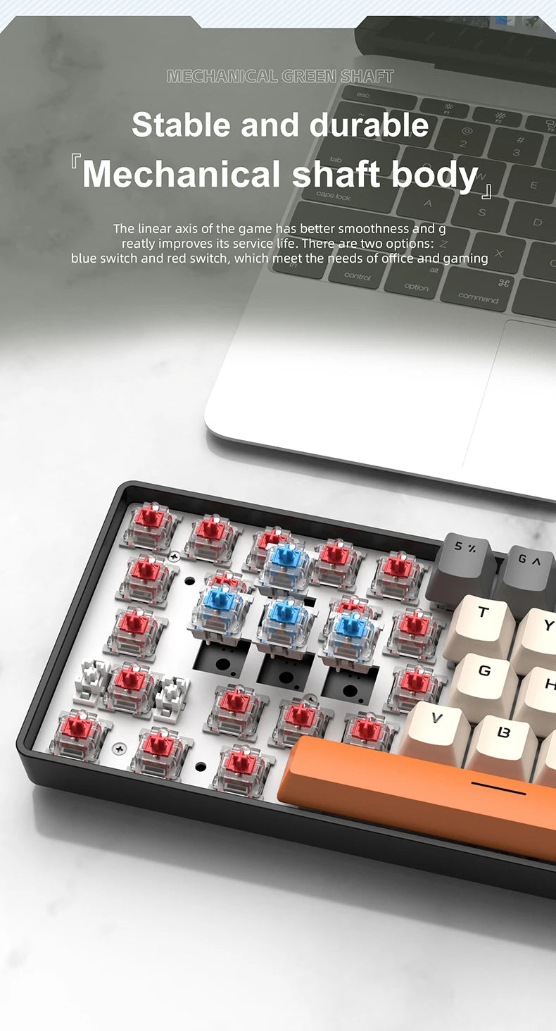 Teclado mecânico gaming com fios APAYADO K61 60% Mini Phantom RGB, 61 teclas, switches vermelhos/azuis, ergonómico, portátil para PC/portátil