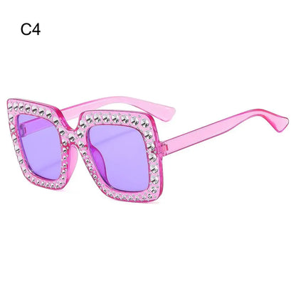 Kids Fashion Sunglasses Square Glitter Children Sun Glasses Boy Girl Stylish Diamond Goggles Baby Shades Party Eyewear UV400