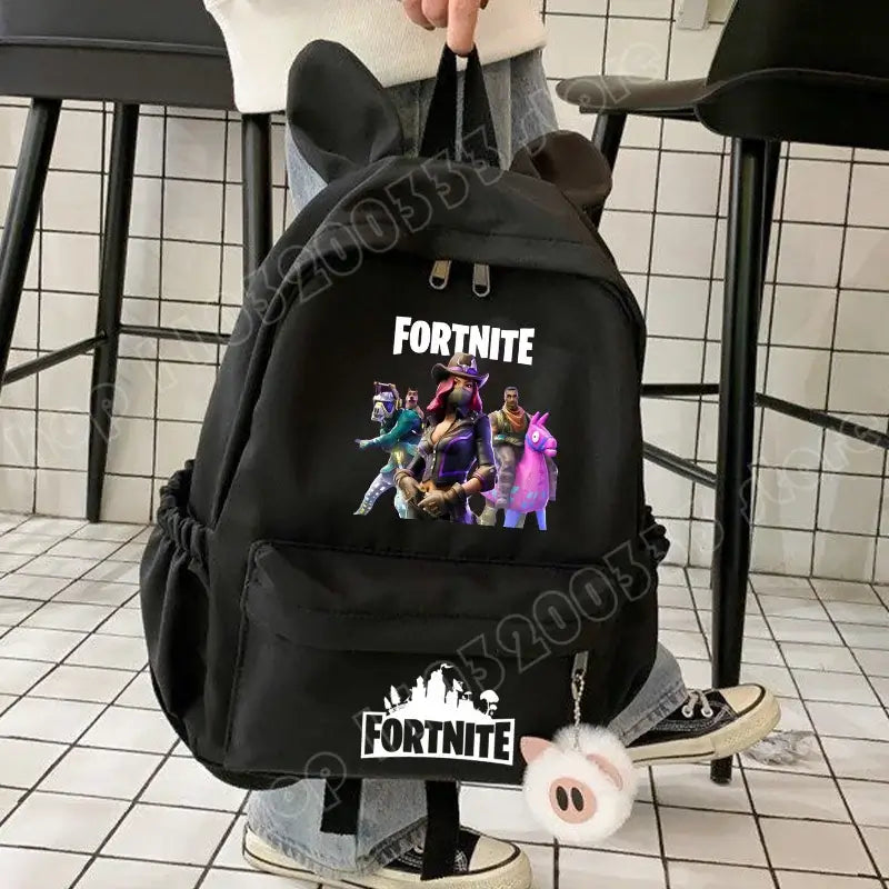 Nauja „Fortnite“ animacinio stiliaus kuprinė berniukams ir mergaitėms, kasdienė mokyklinė kuprinė, didelės talpos mokinio krepšys su triušio ausimis, kelioninė kuprinė, kanceliarinių prekių dovana