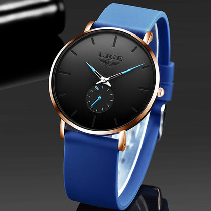 montre pour homme LIGE – Style sportif et tendance, marque de luxe, étanche, design épuré et ultra-fin, montre à quartz pour homme