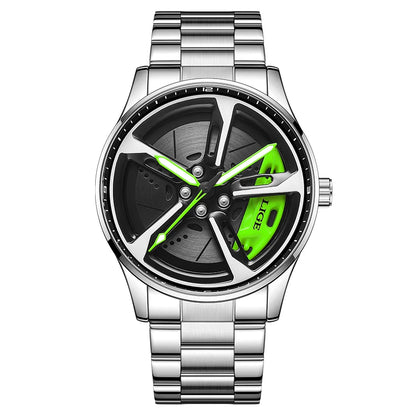 LIGE luxe herenhorloge – Model met draaibare wijzerplaat, waterdicht, van roestvrij staal, met verlichte display – Cadeautip voor mannen (Halloween)