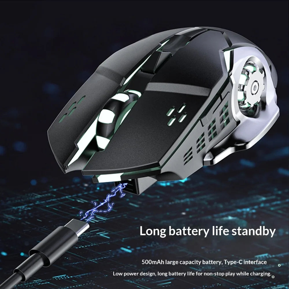 Wireless Mouse Silent Rechargeable Type-C Bluetooth 2.4G Dual Mode Ergonomic RGB Light for Laptop PC Office Home Gaming Daily Work