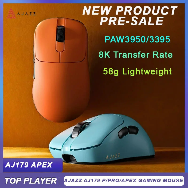 AJAZZ AJ179 APEX Gaming Mouse with Color Screen Dock, Magnetic Charging, 8000Hz High-Frequency, Tri-Mode (PAW3950) Right-Handed