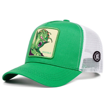 New Dragon Ball Son Goku Cap Summer Travel Peaked Cap Men's Embroidery Hip-Hop Cap Style Sun Visor Adjustable Trucker Mesh Cap