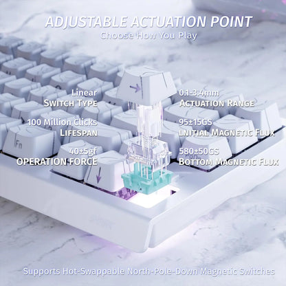 ATTACK SHARK X68 HE Rapid Trigger Mechanical Gaming Keyboard 60% Wired with Adjustable Actuation, Hall Effect Magnetic Switch, 8KH