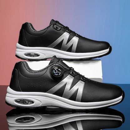 Golf Shoes Air Cushion Men Sports Running Driving Shoes Breathable Lightweight Comfortable Athletic Nonskid Rotating Sneakers