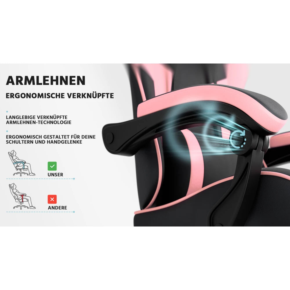 Gaming Chair Ergonomic Gaming Chair with Lumbar Support, Breathable PU Leather Office Chair, Comfortable Computer Chair