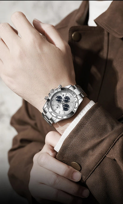 2026 NEW Automatic Mechanical Watch Man Silver Business Casual 3ATM Waterproof Multi-functional Men's Watches