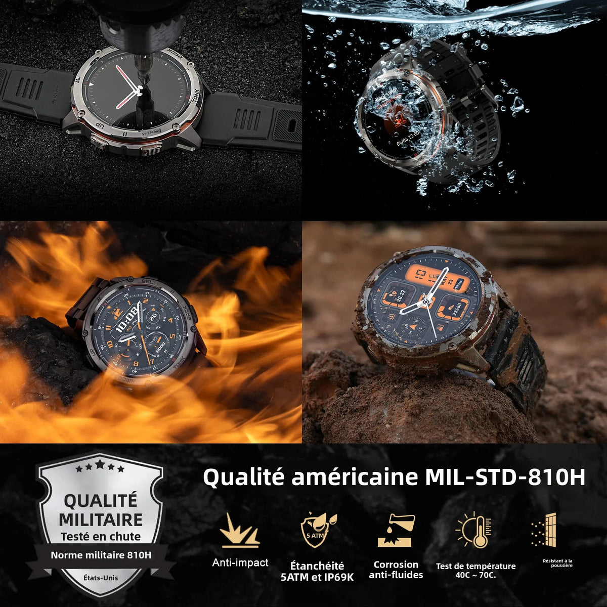 Ceas inteligent KOSPET TANK T3 Ultra 2 pentru bărbați, cu GPS, din oțel inoxidabil, rezistent la apă până la 50 m, IP69K, monitor de sănătate, compatibil cu Android și iOS